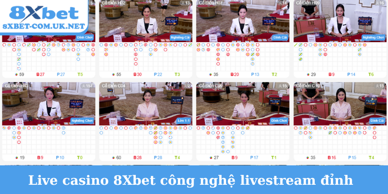Live casino 8Xbet công nghệ livestream đỉnh