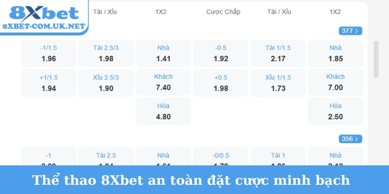 Thể thao 8Xbet an toàn đặt cược minh bạch