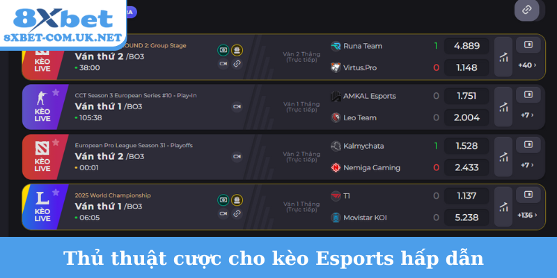 Thủ thuật cược cho kèo Esports hấp dẫn