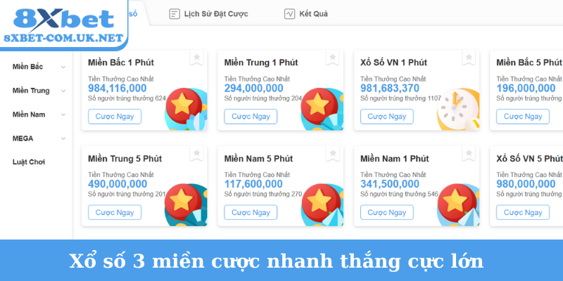 Xổ số 3 miền cược nhanh thắng cực lớn